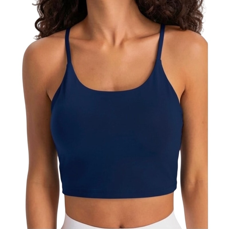 NWT ~ Navy Blue Padded Sports Bra Workout Running Shirts Yoga Cami Tank Top ~ S