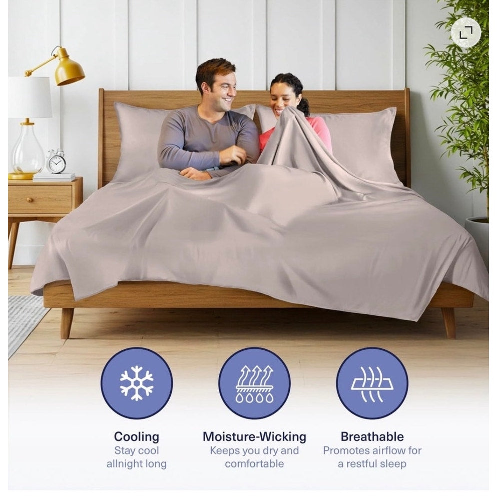 BRAND NEW 3pc Twin Size Gray Mist 100% Organic Bamboo Viscose Cooling Sheet Set