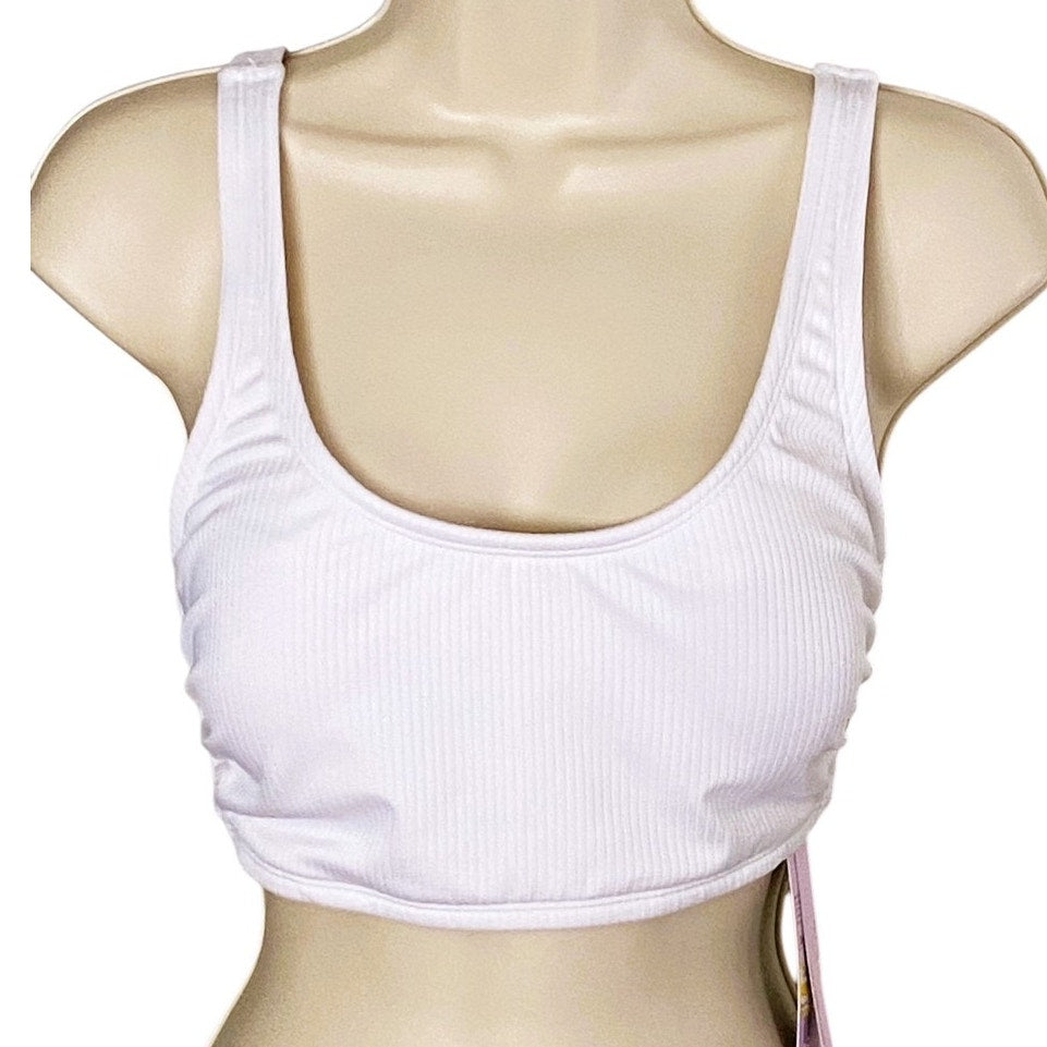 NWT ~ Wild Fable White Ribbed Bralette Bikini Swimsuit Top ~ Size D/DD 8-10