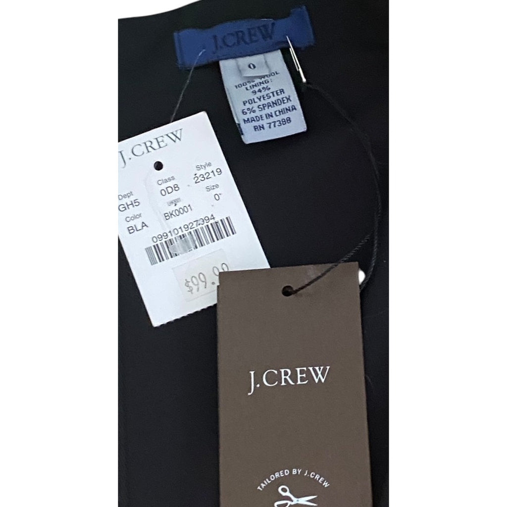 NWT ~ J.CREW Black Low Cut Pleated Sleeveless Lined Wool Dress ~ Women's Size 0