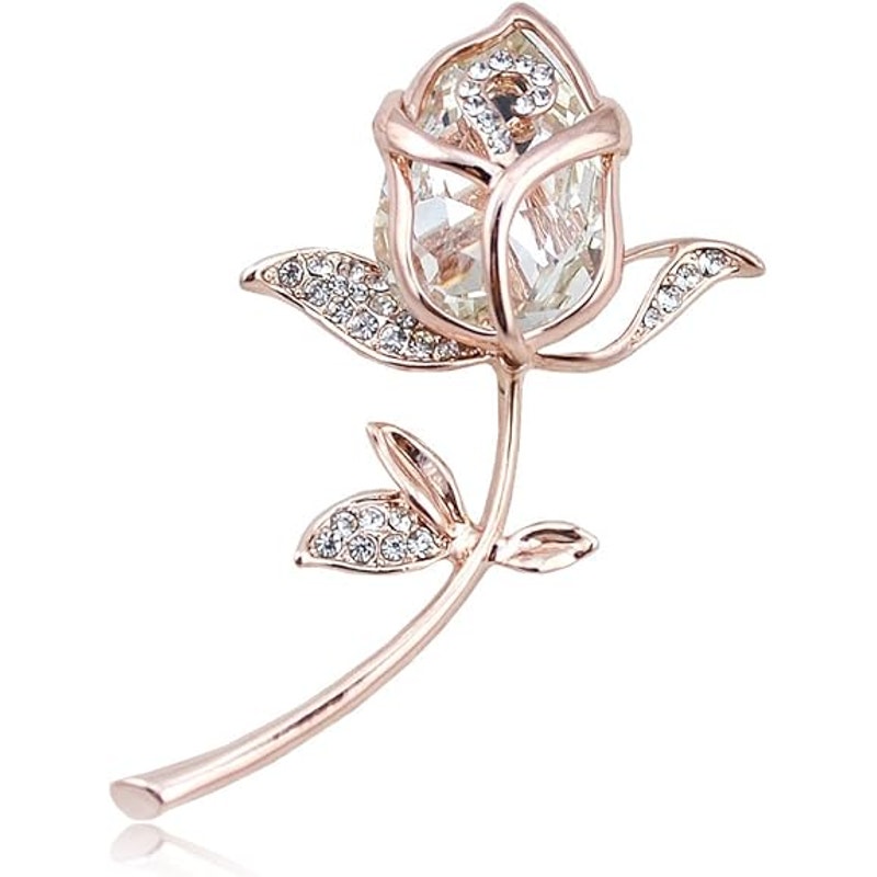 BRAND NEW ~ Rhinestone Crystal Rose Flower Brooch Pin