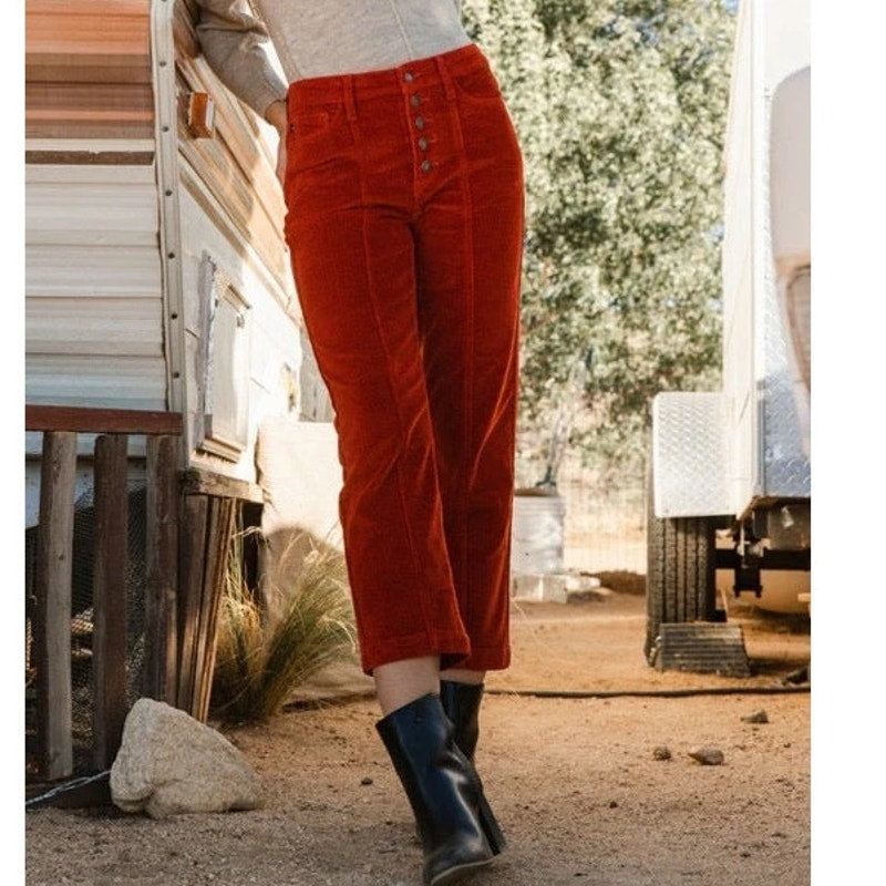 NWT ~ JUDY BLUE Mandy Cord Button Fly Ankle Straight Pants ~ Women's 3 / 26