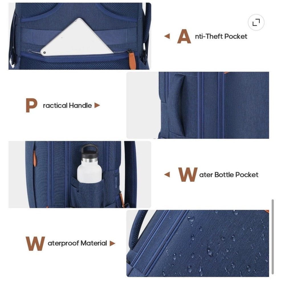 BRAND NEW ~ Blue 40L Waterproof Anti-Theft Travel Backpack & Packing Cubes etc.