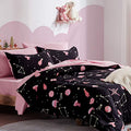 BRAND NEW ~ 3pc Kids Pink & Black Galaxy Bedding Comforter Set ~ FULL/QUEEN