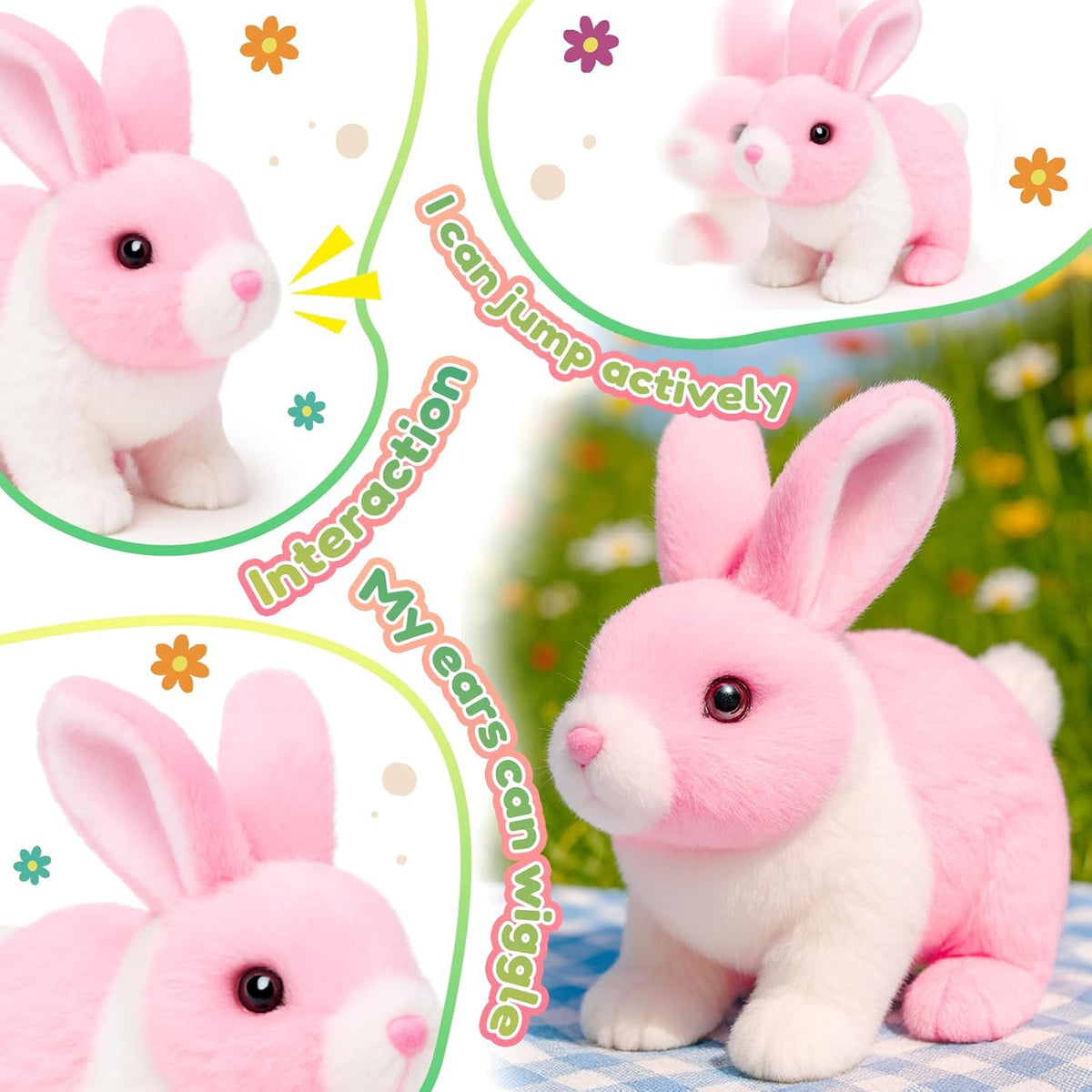 BRAND NEW ~ 7" Walking Rabbit Interactive Electronic Hopping Pet Plush Bunny Toy