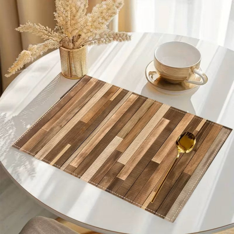 BRAND NEW ~ Set/4 Modern Farmhouse Wood Grain Table Placemats Kitchen Mats