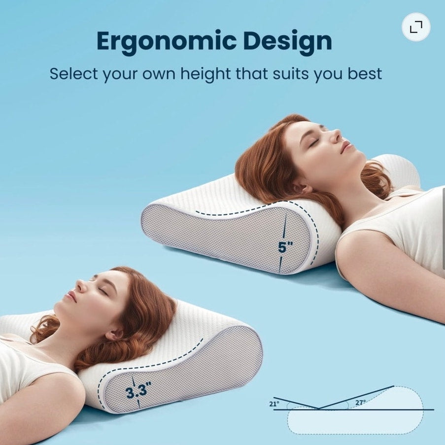 BRAND NEW ~ White Memory Foam Ergonomic Contour Neck Support Bed Pillow