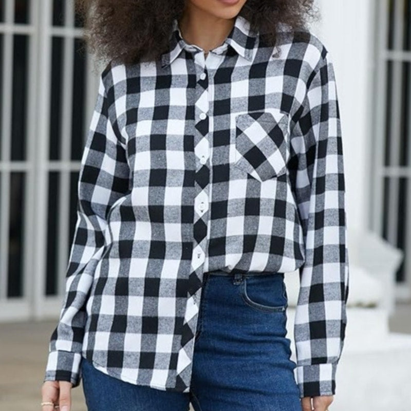 NWT ~ White & Black Soft Buffalo Check Button Up Long Sleeve Casual Shirt ~ 2XL
