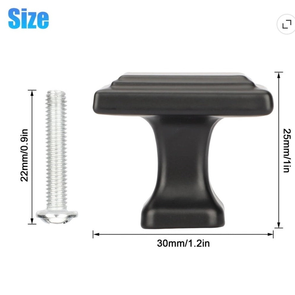 BRAND NEW ~ Set/10 Black 1.2" Cabinet Door Knobs Drawer Hardware Handles & Pulls