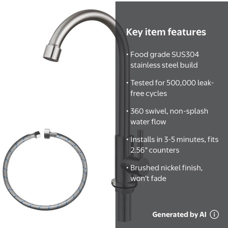 BRAND NEW ~ Cold Water Only Faucet SUS304 Stainless Steel Faucet Kitchen Sink