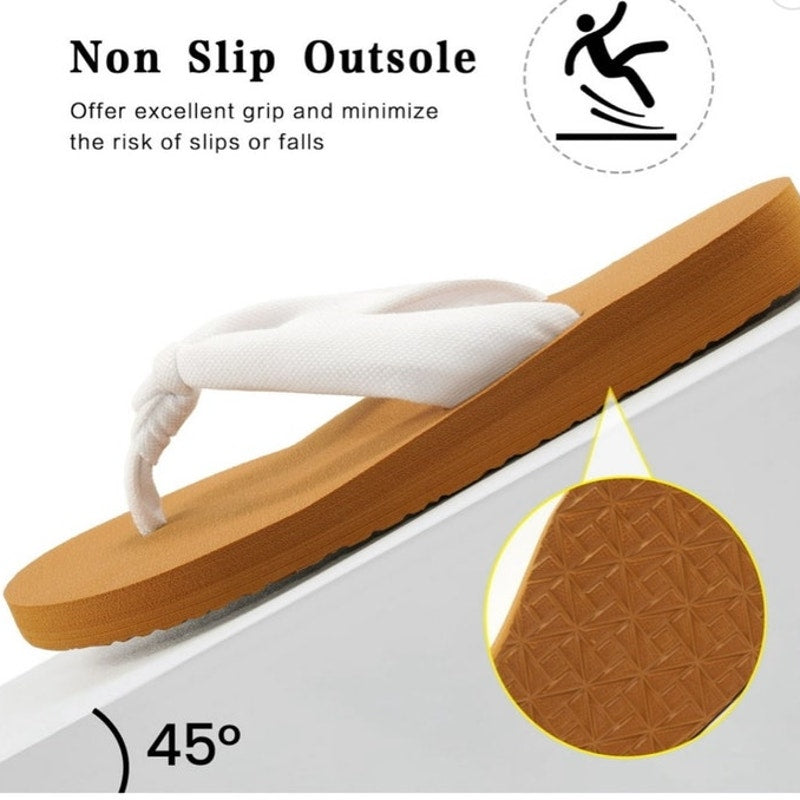 BRAND NEW ~ White Cloth Comfort Beach Summer Flip Flop Thong Sandals ~ 8