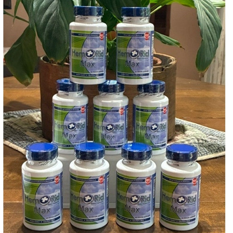 BRAND NEW ~ 9 Bottles HemRid Max Hemorrhoid Relief ~ 405 Veggie Capsules