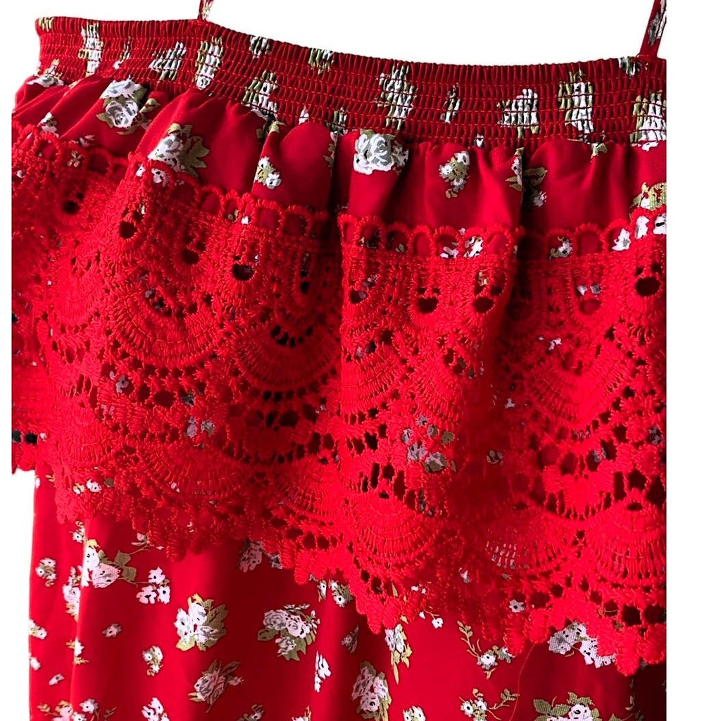 NWT ~ NOBO Boho Red Floral On Off Shoulder Bohemian Blouse ~ Women's Jr's XXL 19