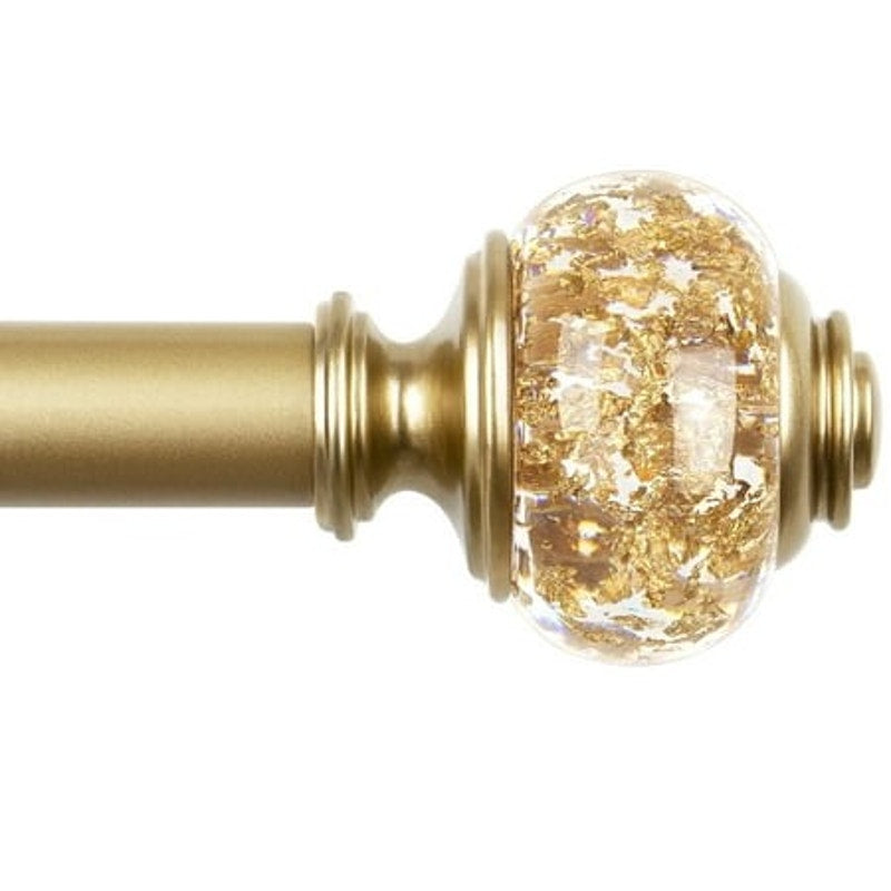 BRAND NEW ~ Gold 7/8" Adjustable Single Curtain Rod Translucent Finial 84"-120"