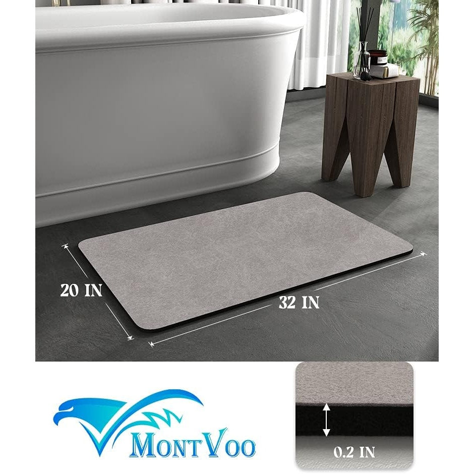 BRAND NEW ~ Gray Faux Suede Rubber Backed Non Slip Absorbent Bath Mat Rug ~ 20" x 32"