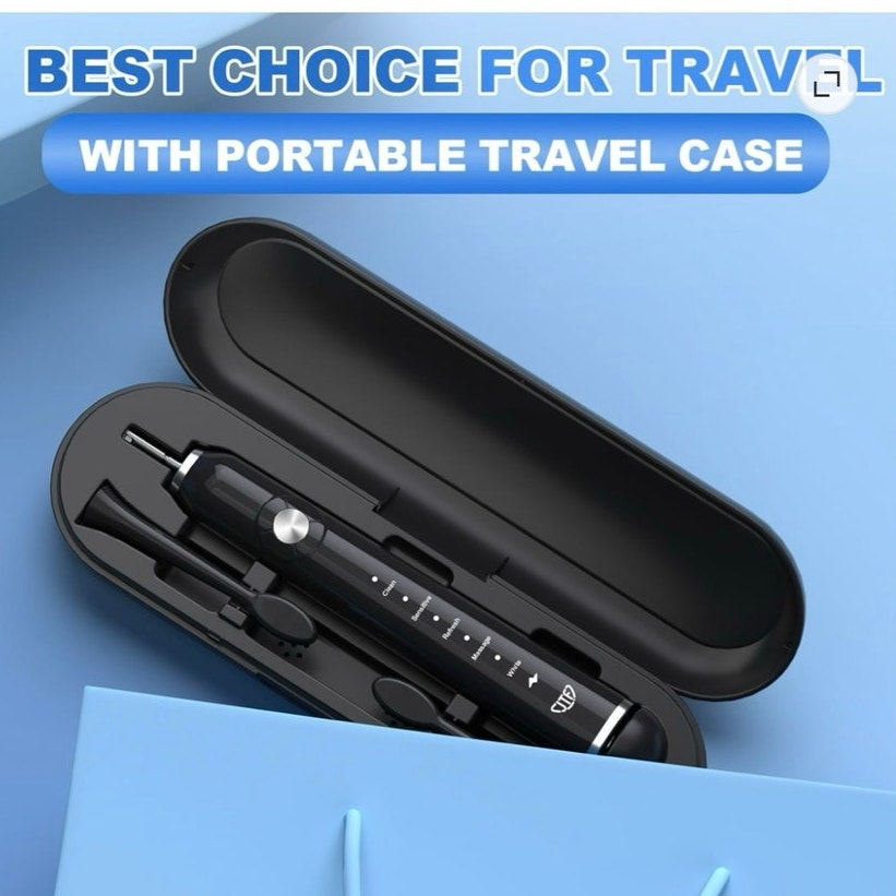 BRAND NEW ~ Black Electric Rechargeable Power Wireless Toothbrush & Travel Case