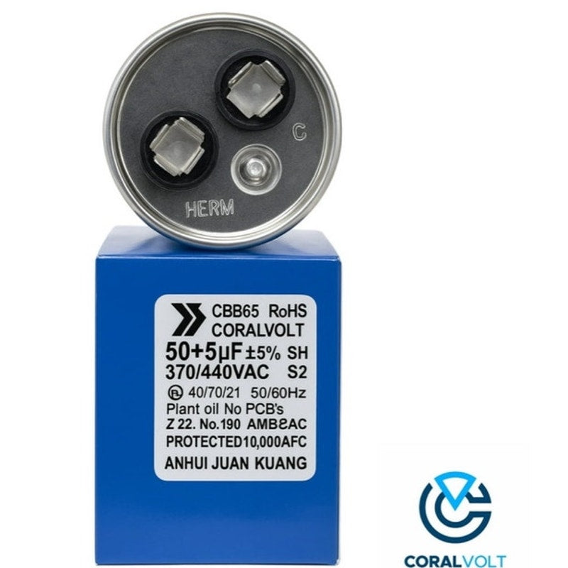 BRAND NEW ~ Coral Volt 50+5 MFD Dual Run HVAC Capacitor Replacement