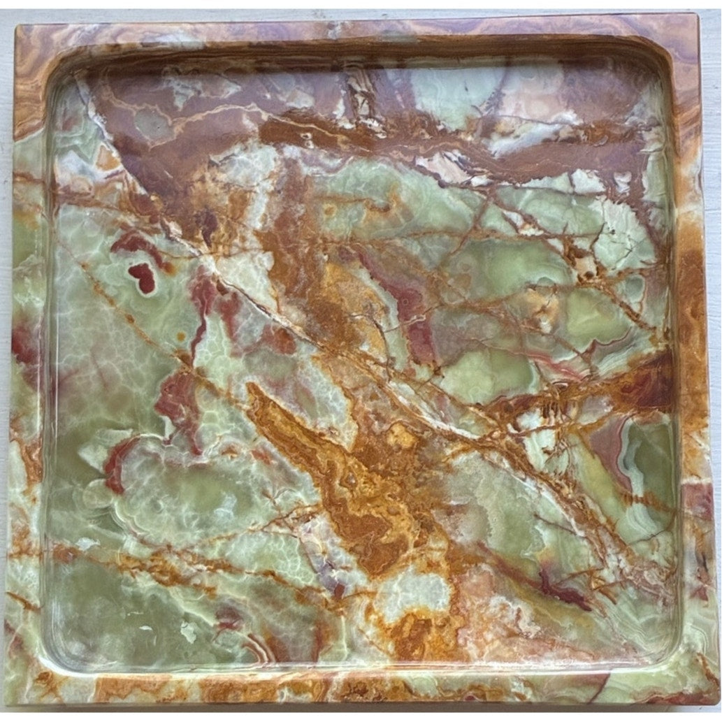 BRAND NEW ~ Green Onyx Marble 10" Square Serving Tray Coffee Table Platter Dish