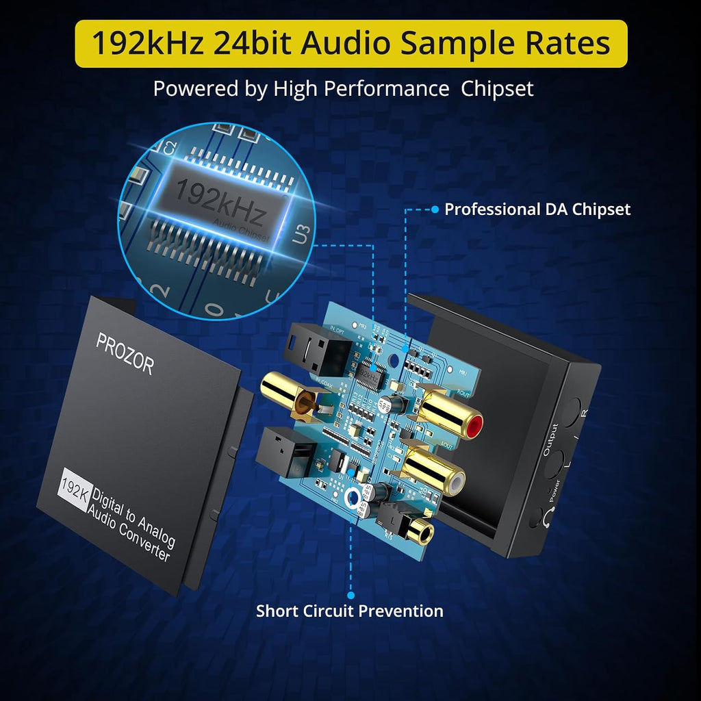 BRAND NEW 192KHz Digital to Analog Audio Converter Digital Optical Jack Adapter