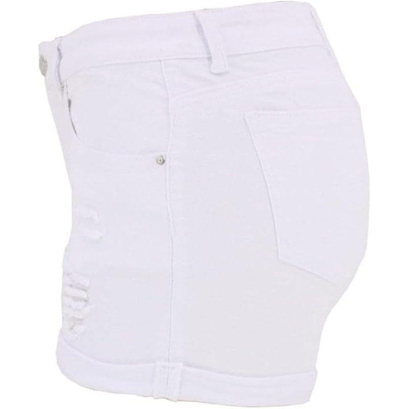 NWT ~ White Denim Distressed Jean Shorts ~ Women's Size LARGE