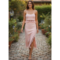 NWT ~ Pink Ribbed 2pc Boho Skirt & Cropped Cami Bohemian Summer Set ~ Women's L