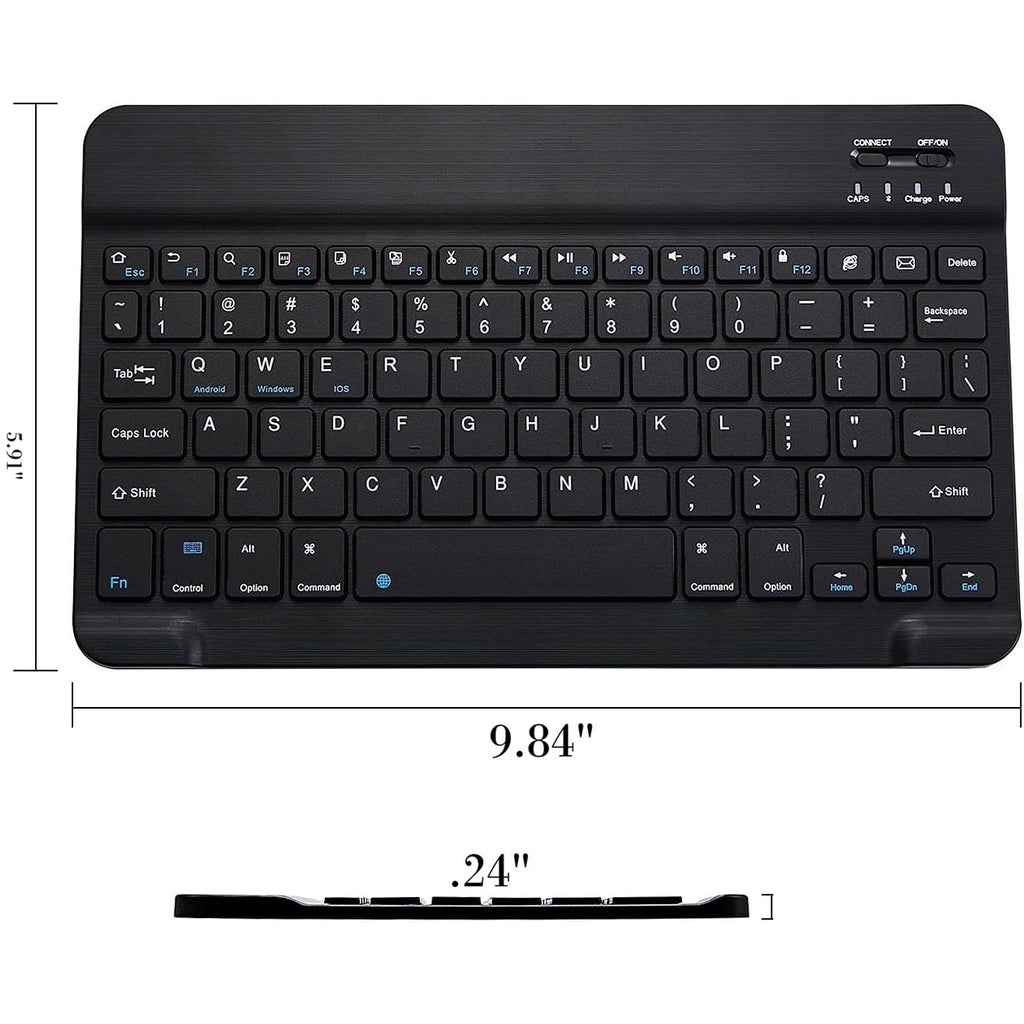 BRAND NEW ~ Black Ultra-Slim Bluetooth Portable Wireless Rechargeable Keyboard