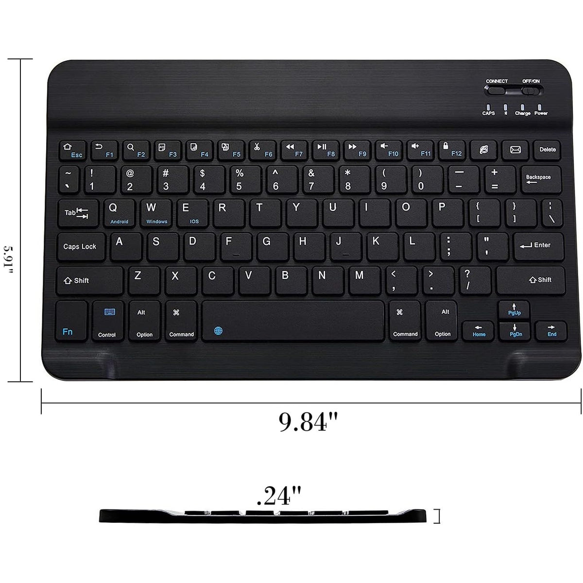 BRAND NEW ~ Black Ultra-Slim Bluetooth Portable Wireless Rechargeable Keyboard