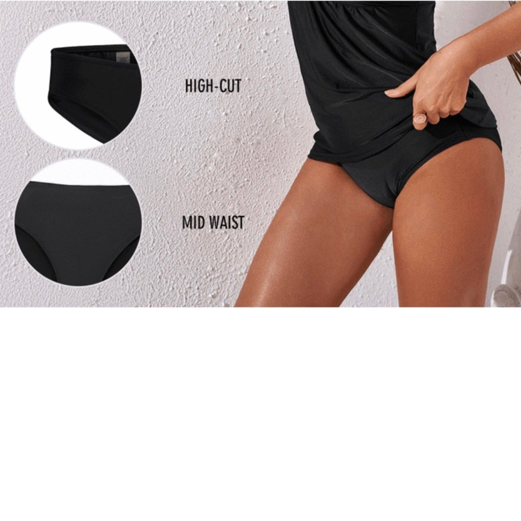 NWT ~ Women's Black 2pc Tankini Swimsuit Summer Bathing Suit ~ Size LARGE