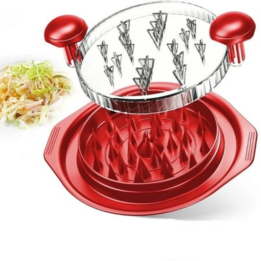 BRAND NEW ~ Modern Farmhouse Kitchen Red Chicken Shredder & Clear Cover 9.8x9.8"