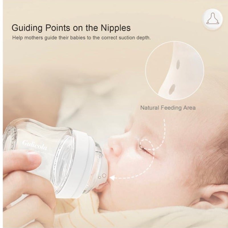 BRAND NEW ~ Set/2 Newborn Breastfeeding Baby Bottle & Extra Slow Flow Nipples
