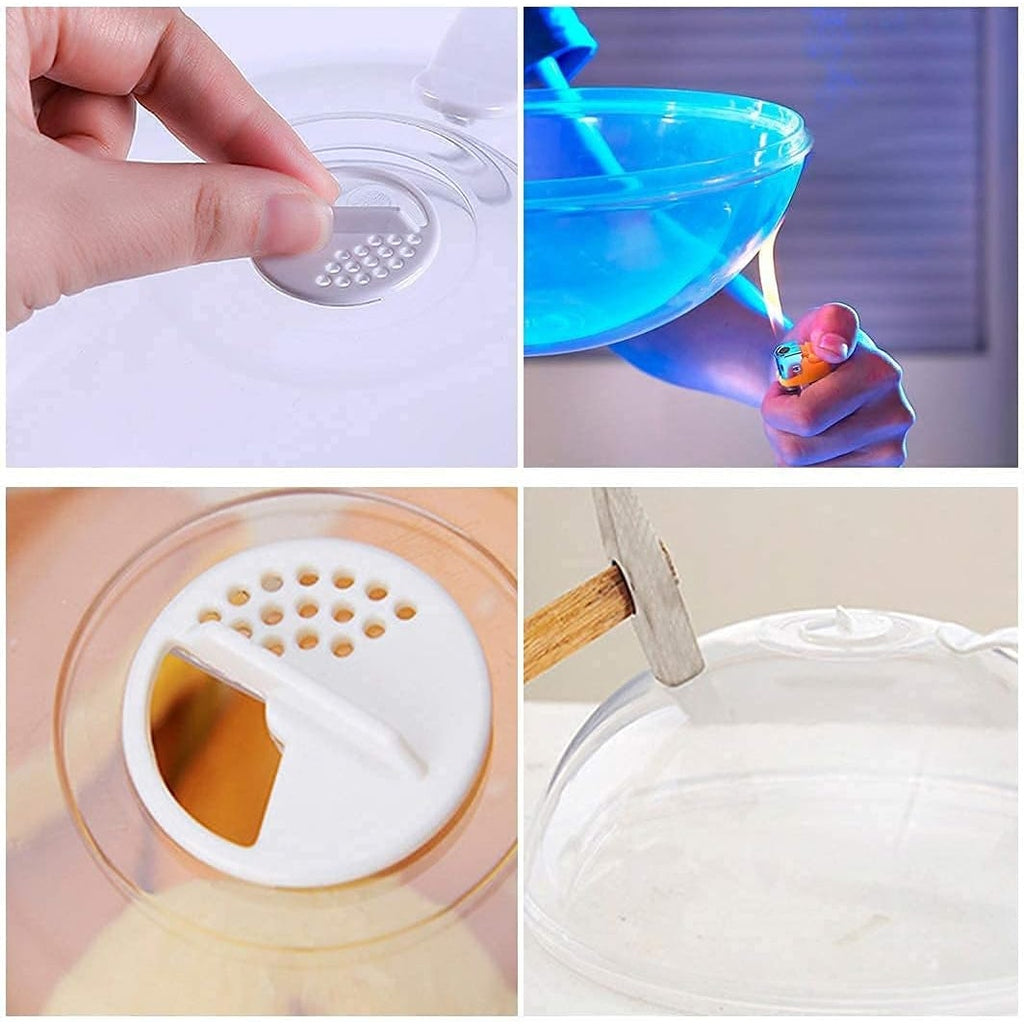 NWT ~ Set/2 Microwave Transparent Splatter Plate Cover w/ Handle & Steam Vent