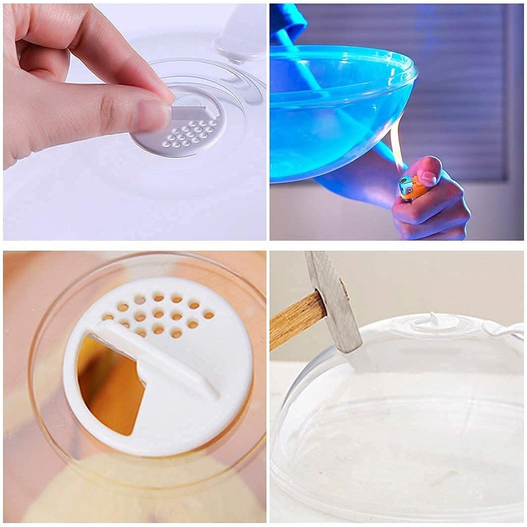 NWT ~ Set/2 Microwave Transparent Splatter Plate Cover w/ Handle & Steam Vent