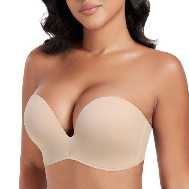 NWT ~ Strapless Seamless Wireless Anti Slip Push Up Bra Support Lift Size 38DD