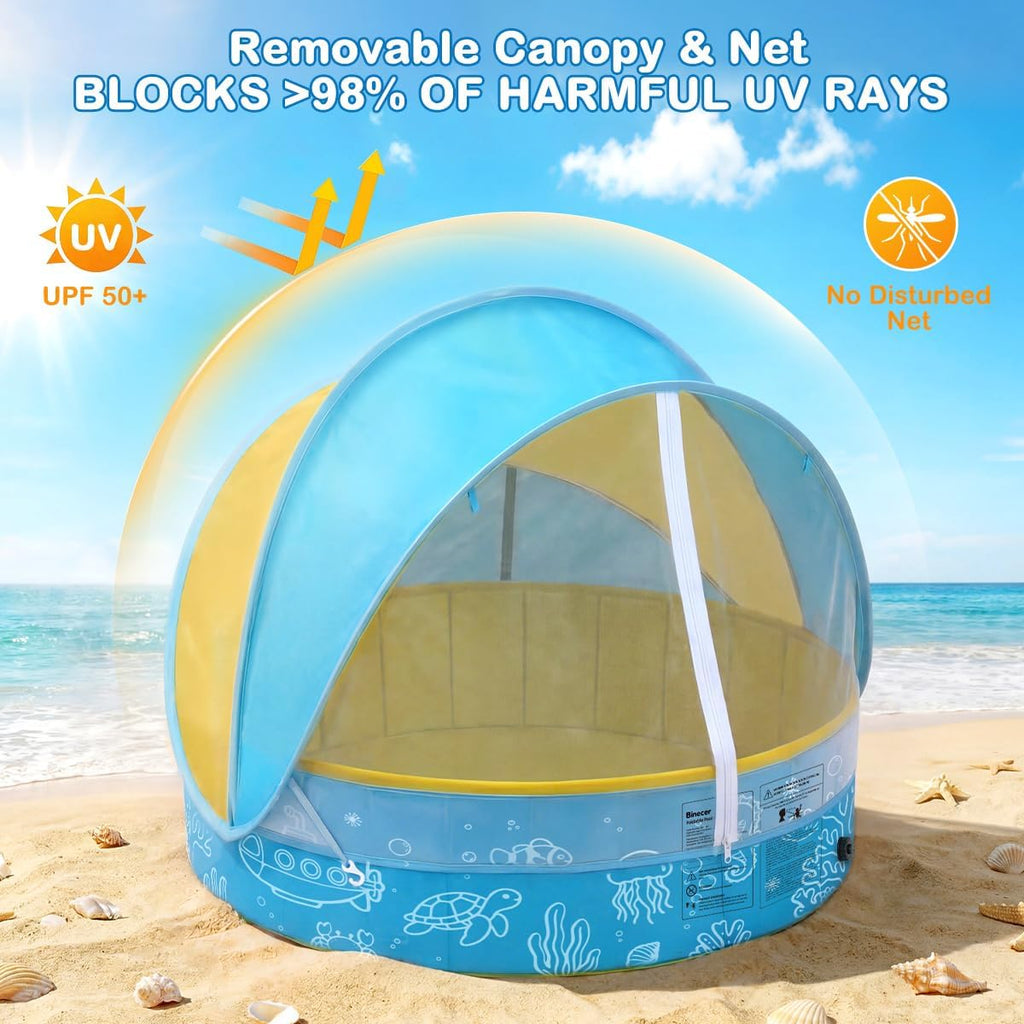 BRAND NEW ~ 47" Portable Foldable Kiddie Swimming Pool with Canopy Sunshade