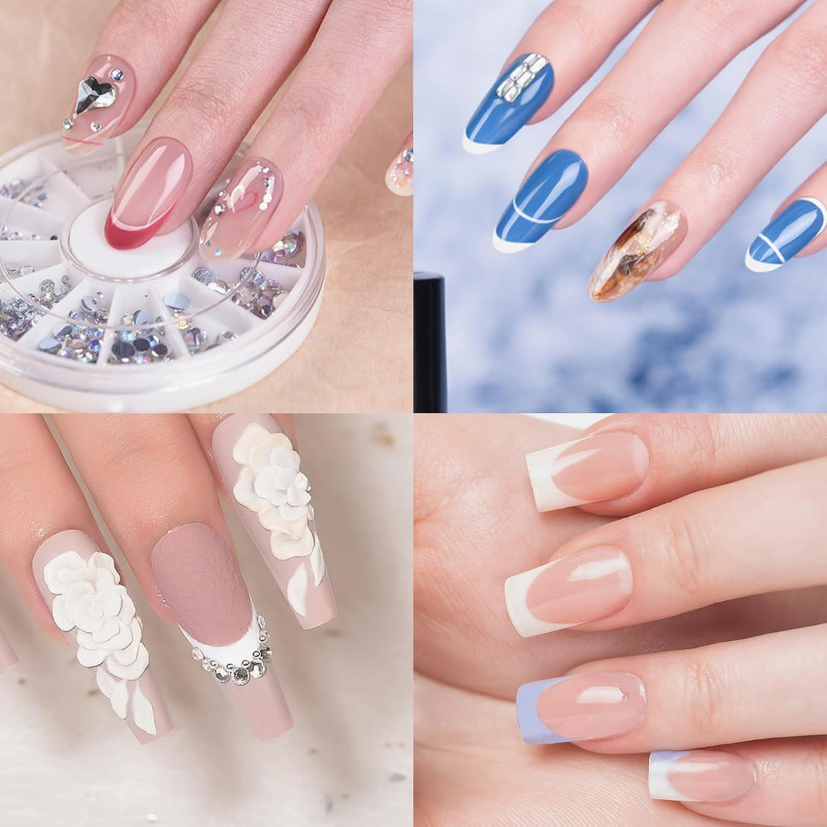BRAND NEW ~ 216pcs 5 Shapes Nail Tips Stickers Reusable Silicone Gel Extension