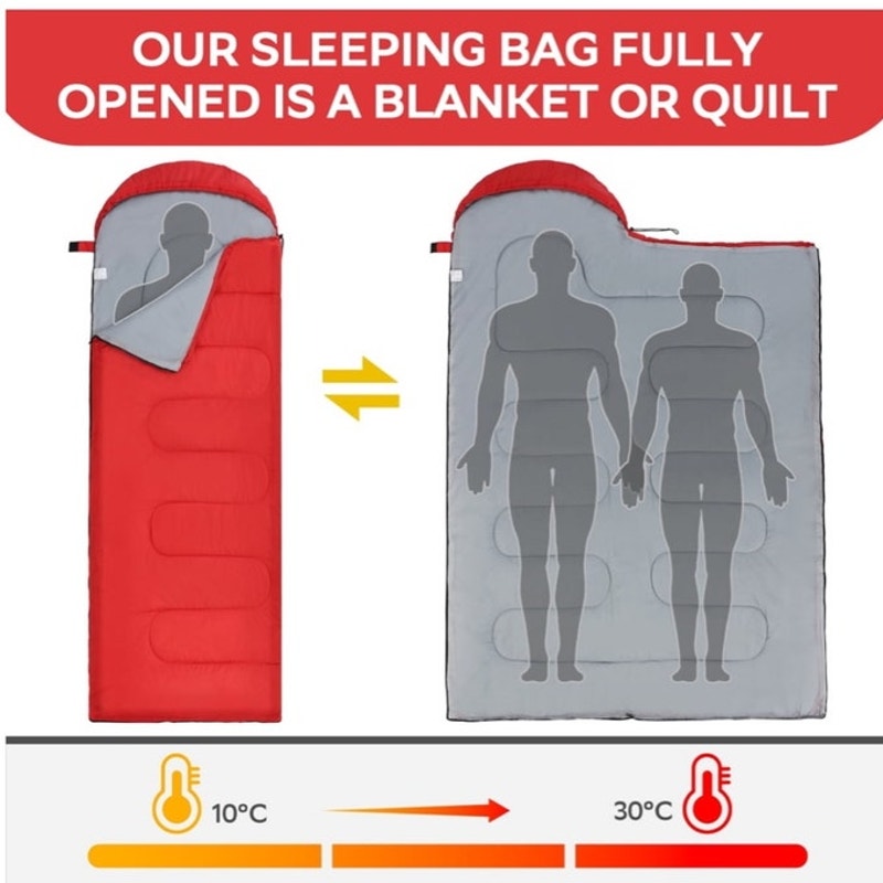 BRAND NEW ~ Red Waterproof Backpacking 2lb Sleeping Bag for Adults & Children