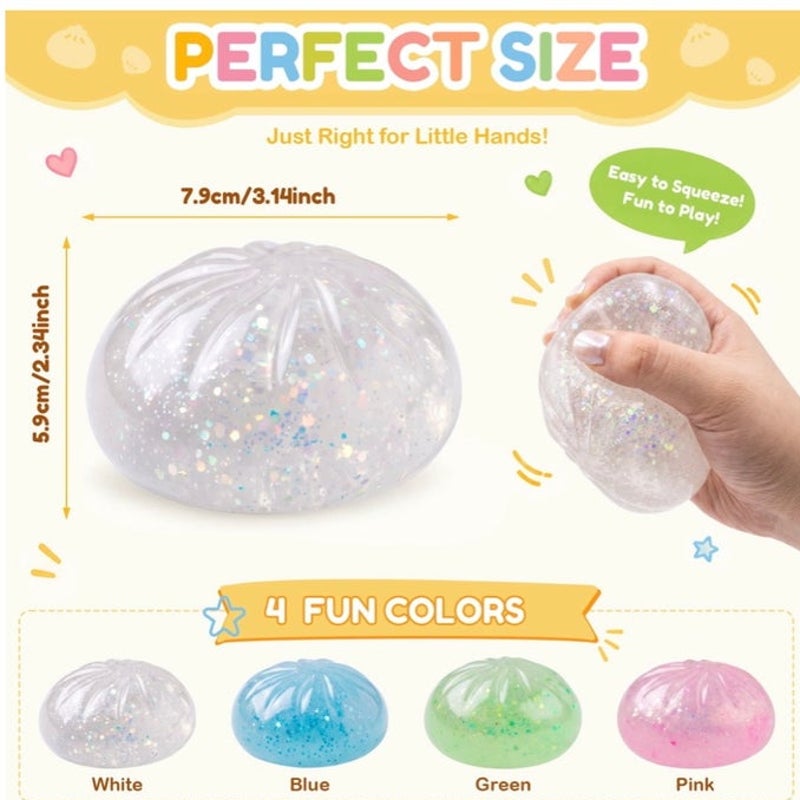BRAND NEW ~ Pink Dumpling Squishy Toy Stretchy Sensory Fidget Gel Filled Ball