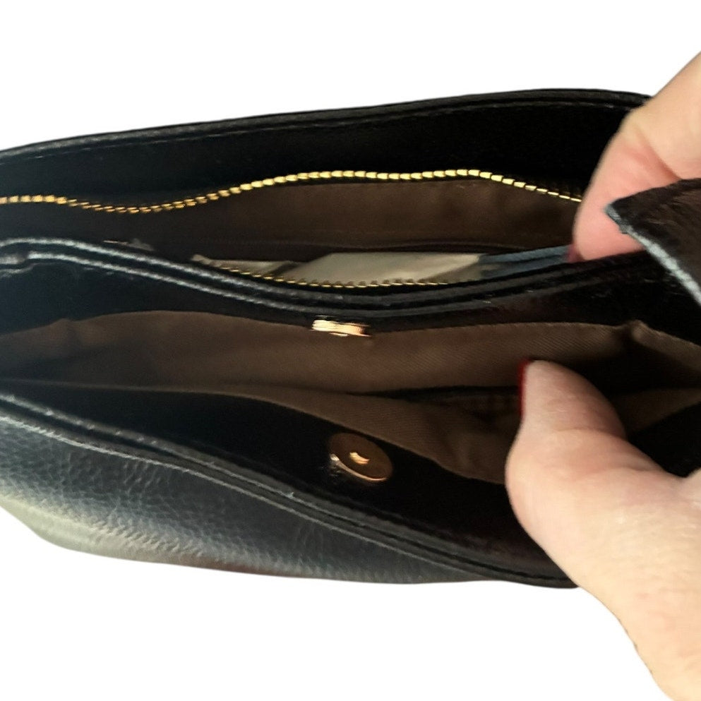 BRAND NEW ~ Small Black Textured Leather ? Cross Body Purse Shoulder Bag