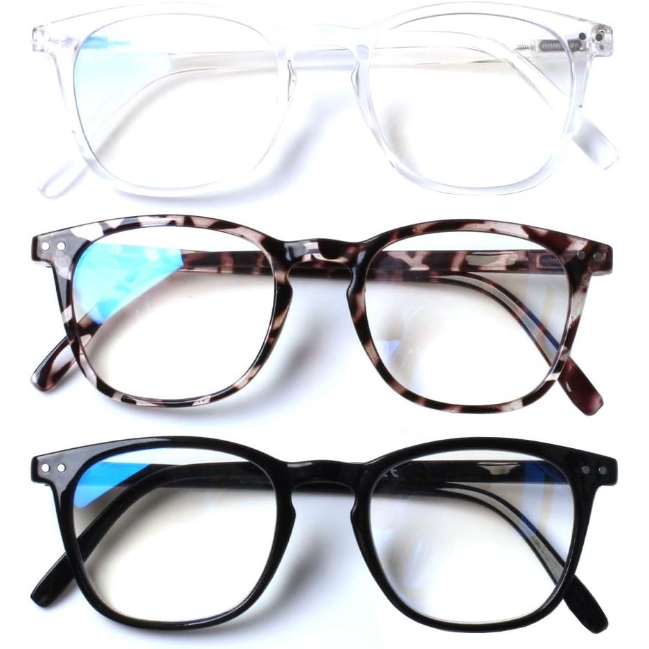 BRAND NEW ~ 3 Pairs Blue Light Blocking Anti UV Ray Filter Reading Glasses  1.00