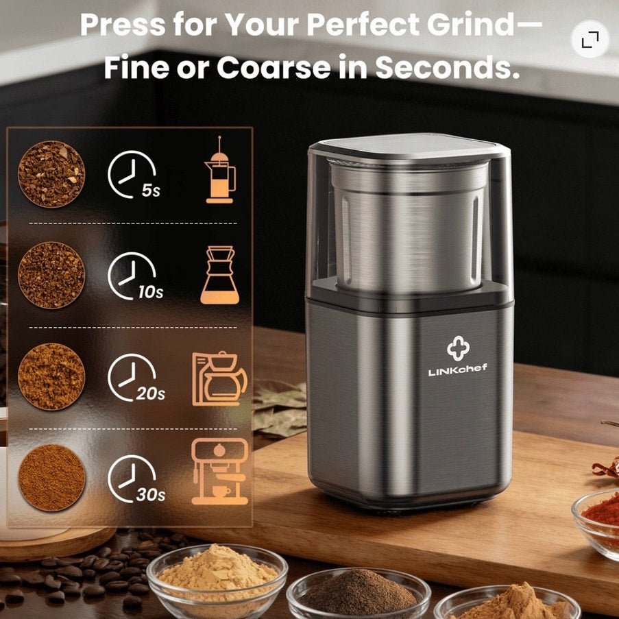 BRAND NEW ~ Black Coffee Bean ~ Tea ~ Spice Grinder Stainless Steel Four Blades