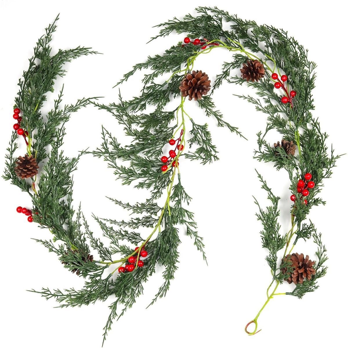BRAND NEW ~ Christmas Pine Garland Realistic Winter Greenery & Berries & Cones