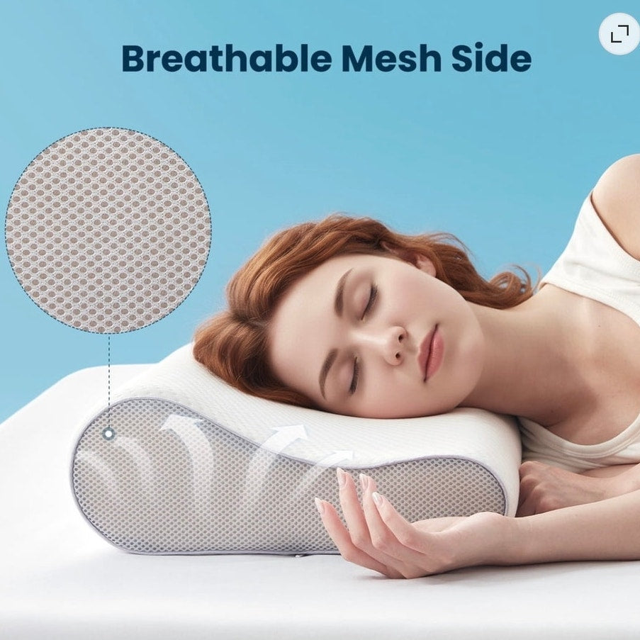 BRAND NEW ~ White Memory Foam Ergonomic Contour Neck Support Bed Pillow
