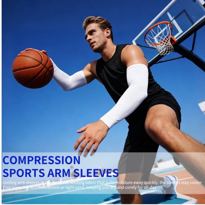 BRAND NEW ~ 4 Pairs White Compression Cooling Arm Sleeves UV Protection