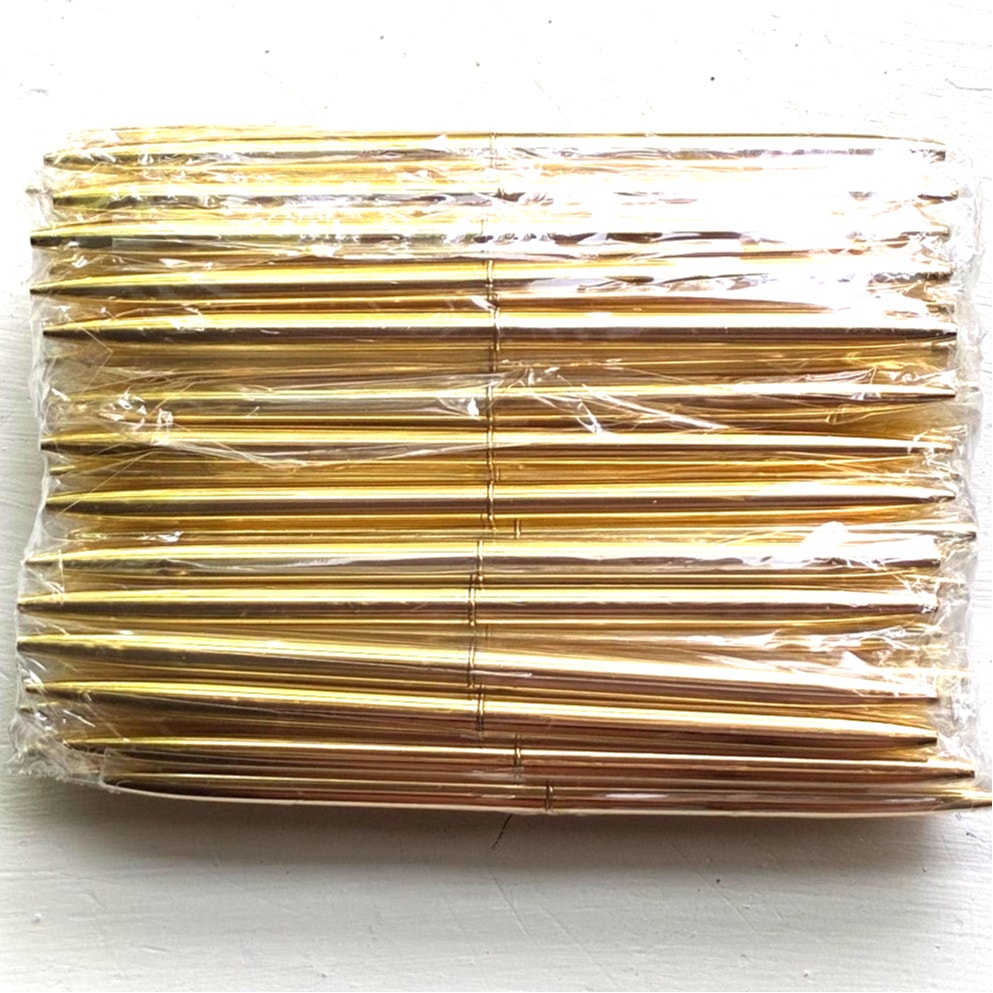 BRAND NEW Set/60 Long Metallic Gold Slim Retractable Lightweight Ballpoint Pens