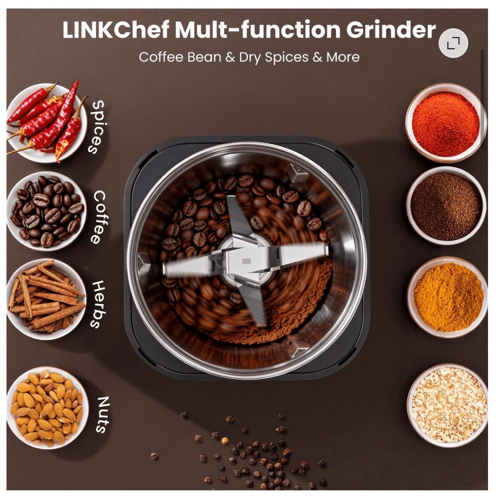 BRAND NEW ~ Black Coffee Bean ~ Tea ~ Spice Grinder Stainless Steel Four Blades