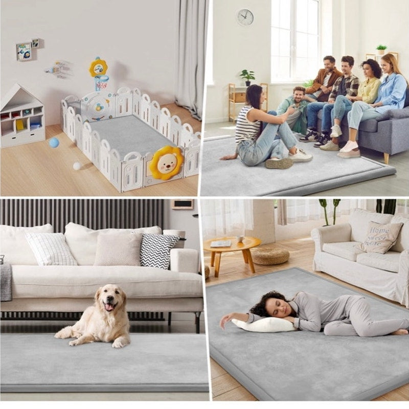 BRAND NEW ~ Light Gray Non Slip Play Mat Area Rug 1.3" Thick Foam ~ 50" x 50"