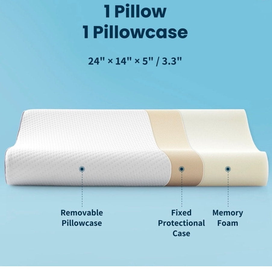 BRAND NEW ~ White Memory Foam Ergonomic Contour Neck Support Bed Pillow