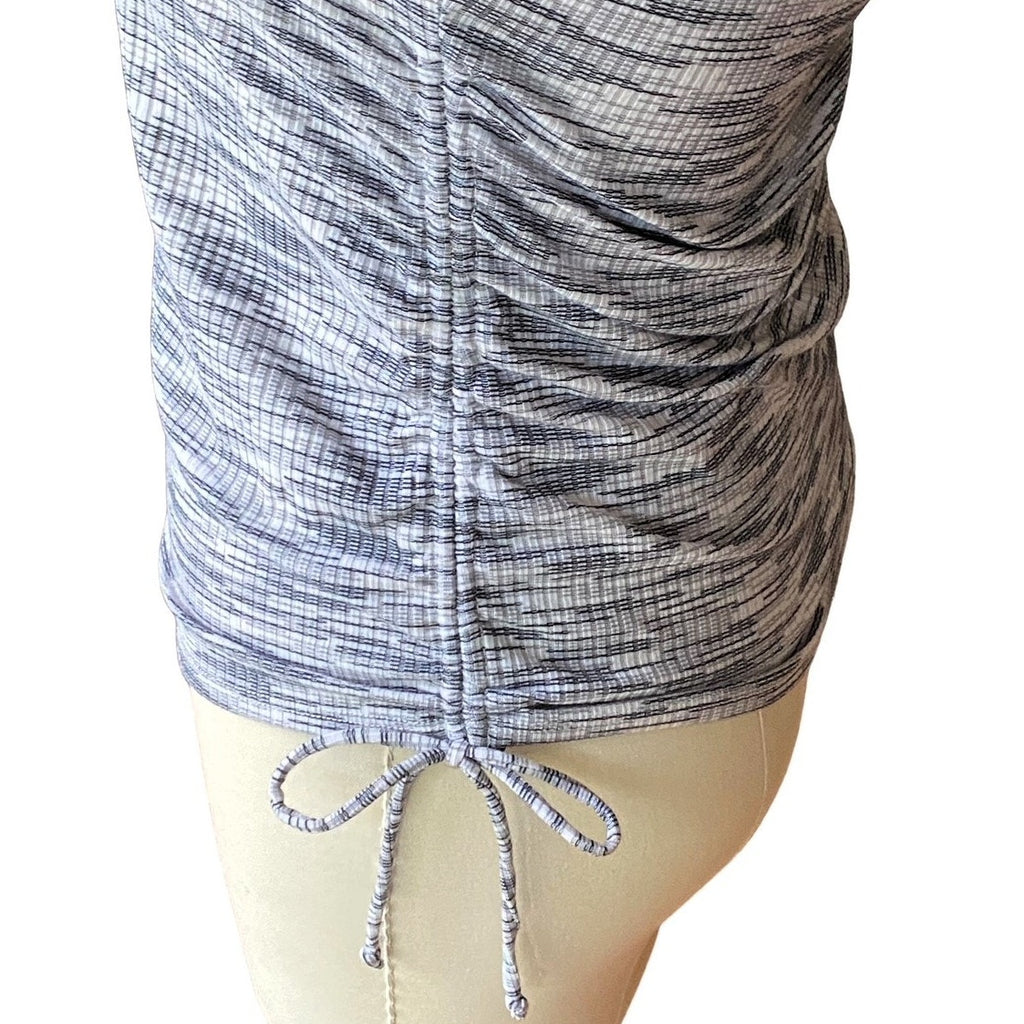 NWT ~ BY & BY Light Gray Ribbed Open Back L/S Ruched Sides Top ~ Women's LARGE