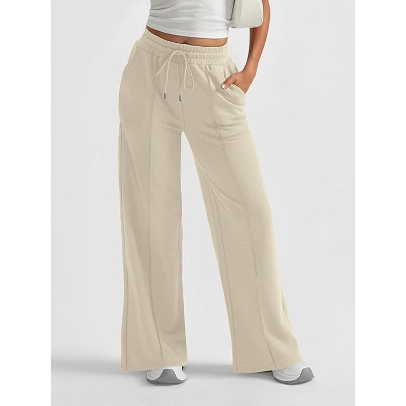 NWT ~ Women's Casual Tan Flare Leg Pockets Knit Drawstring Pull On Pants ~ MED.