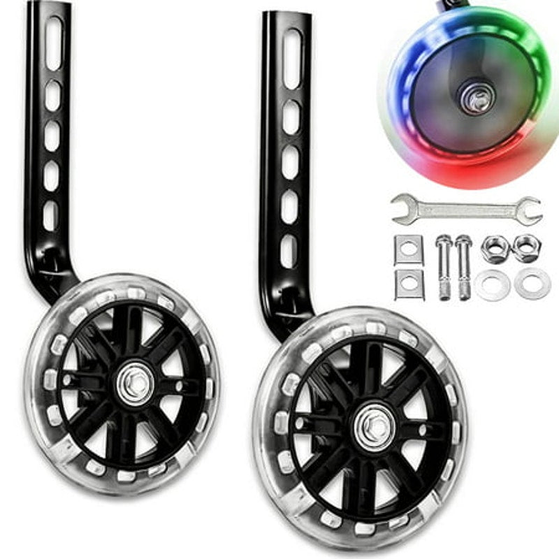 BRAND NEW ~ 1 Pair Flash Bicycle Training Safety Wheels ~ 12 14 16 18 20 Inch